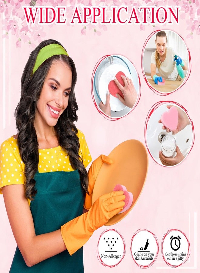 Maxcheck 20 Pcs Heart Dishes Sponge for Kitchen Dual Sided Kitchen Sponge and Scrubber for Washing Dishes, Pots Pans and Household Cleaning Supplies Valentine's Day Gifts(Pink) - Image 5